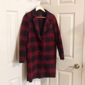 Eleven Paris red and black plaid coat XS